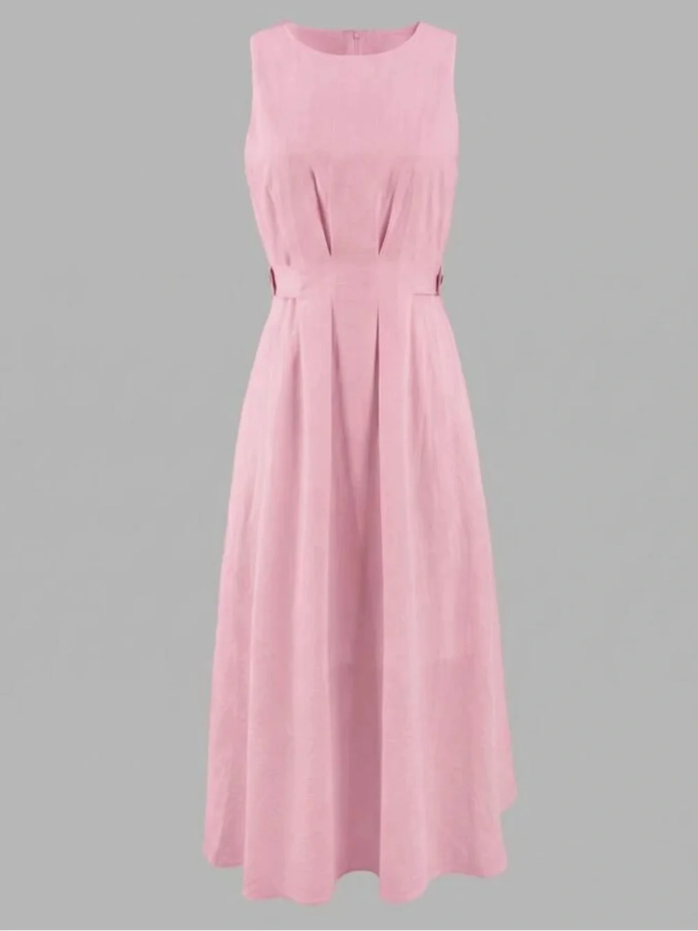 100% Cotton Pink Sleeveless Midi Dress w Pockets Size M - Picture 3 of 6